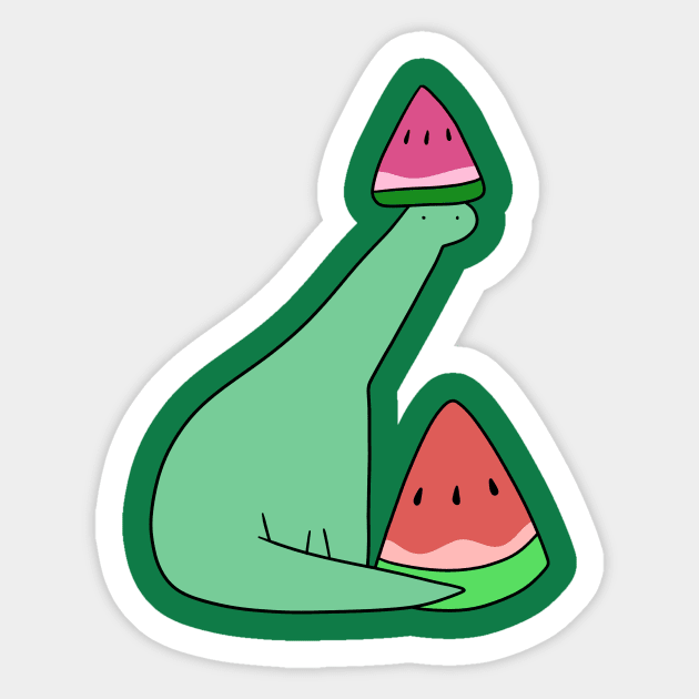 Watermelon Long Neck Dino Sticker by saradaboru